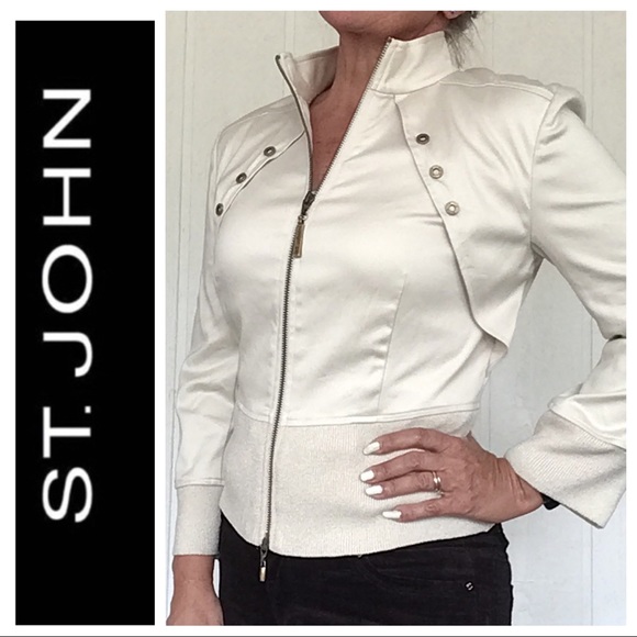 ST. JOHN SPORT ZIP FRONT EMBELLISHED JACKET SMALL - Picture 2 of 16